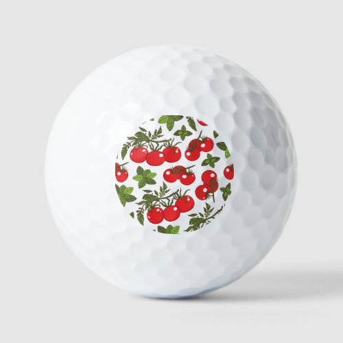 Tomato Basil Seamless Kitchen Pattern Golf Balls