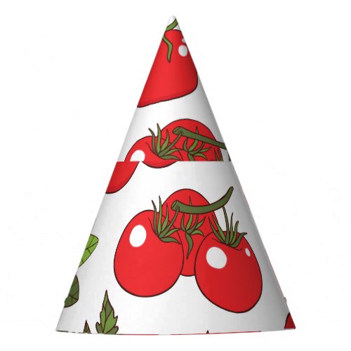 Tomato Basil Seamless Kitchen Pattern Party Hat