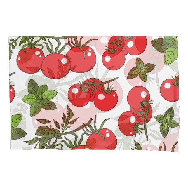 Tomato Basil Seamless Kitchen Pattern Pillow Case (Front)