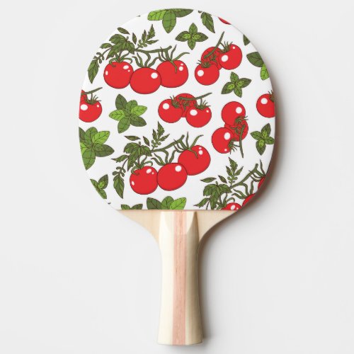 Tomato Basil Seamless Kitchen Pattern Ping Pong Paddle
