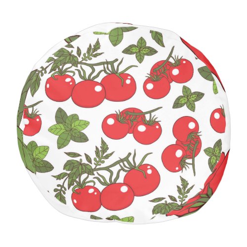 Tomato Basil Seamless Kitchen Pattern Pouf