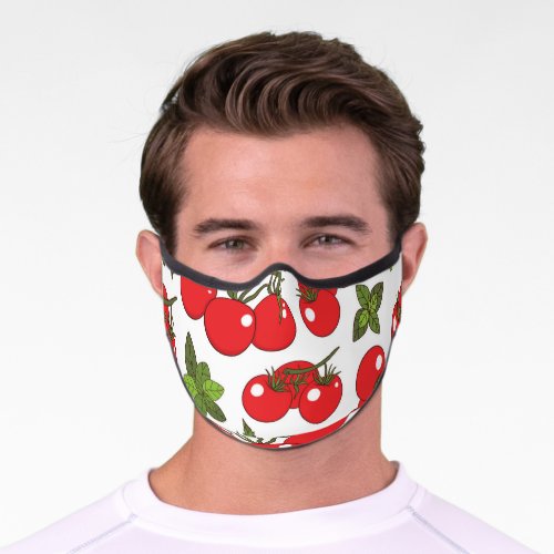 Tomato Basil Seamless Kitchen Pattern Premium Face Mask