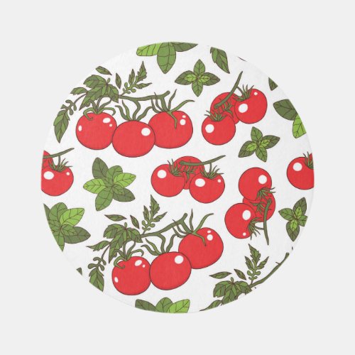 Tomato Basil Seamless Kitchen Pattern Rug
