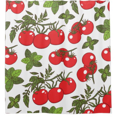 Tomato Basil Seamless Kitchen Pattern Shower Curtain