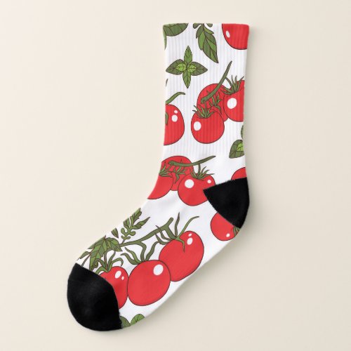 Tomato Basil Seamless Kitchen Pattern Socks