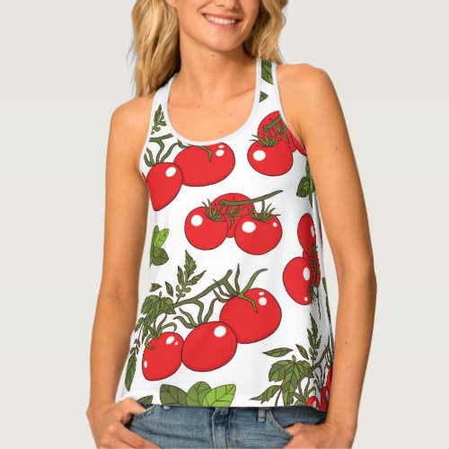 Tomato Basil Seamless Kitchen Pattern Tank Top