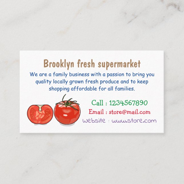 Tomato cartoon illustration business card (Front)