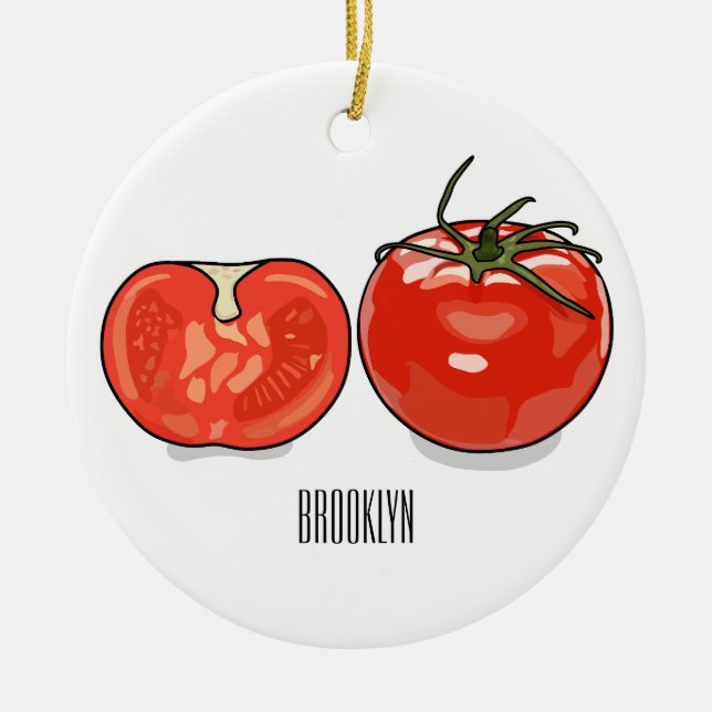 Tomato cartoon illustration  ceramic ornament (Front)