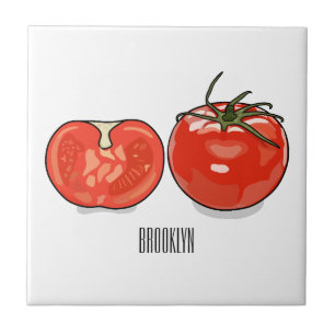 Tomato cartoon illustration ceramic tile