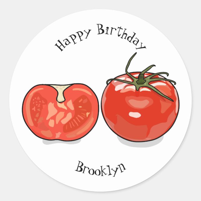 Tomato cartoon illustration classic round sticker (Front)