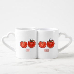 Tomato cartoon illustration  coffee mug set