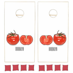 Tomato cartoon illustration  cornhole set