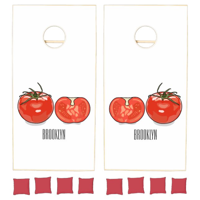 Tomato cartoon illustration  cornhole set (Set)