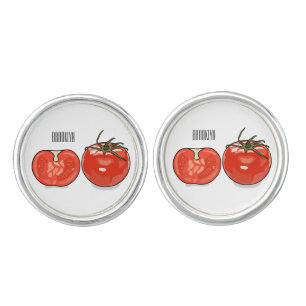 Tomato cartoon illustration  cufflinks