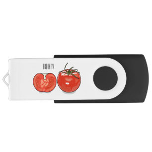 Tomato cartoon illustration  flash drive