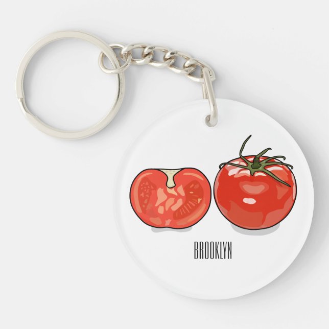 Tomato cartoon illustration  keychain (Front)