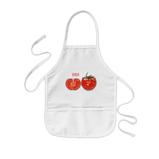 Tomato cartoon illustration  kids' apron (Front)