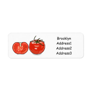 Tomato cartoon illustration label