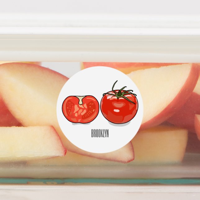 Tomato cartoon illustration  labels (Affixed)