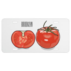 Tomato cartoon illustration license plate