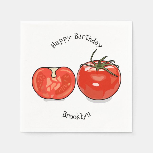 Tomato cartoon illustration napkins (Front)
