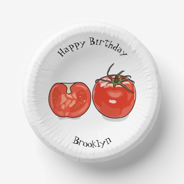 Tomato cartoon illustration paper bowls (Front)