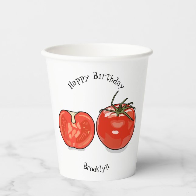 Tomato cartoon illustration paper cups (Front)