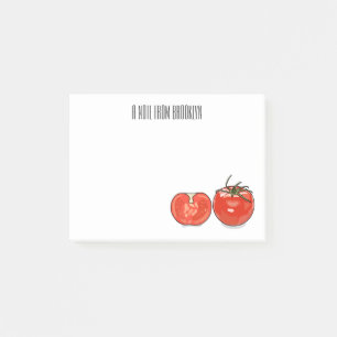 Tomato cartoon illustration  post-it notes