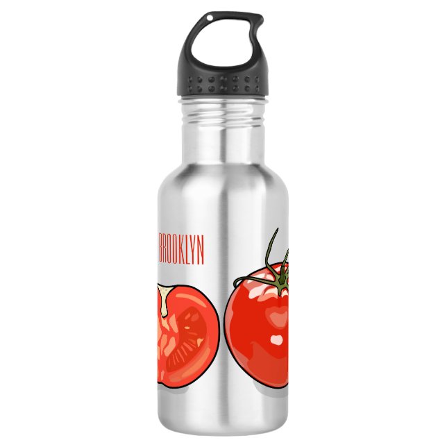 Tomato cartoon illustration  stainless steel water bottle (Front)