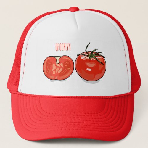Tomato cartoon illustration  trucker hat
