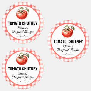 Tomato Chutney canning label with checkered design