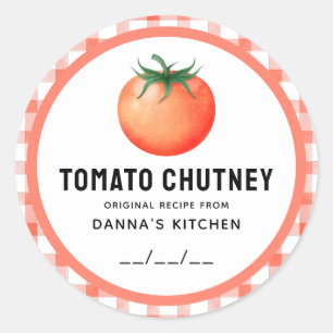 Tomato Chutney canning label with checkered design