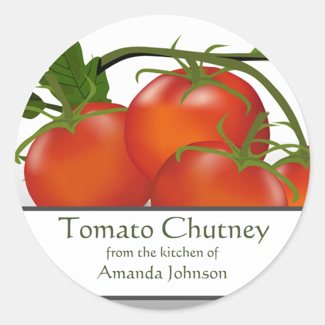 Tomato  Chutney Classic Round Sticker (Front)