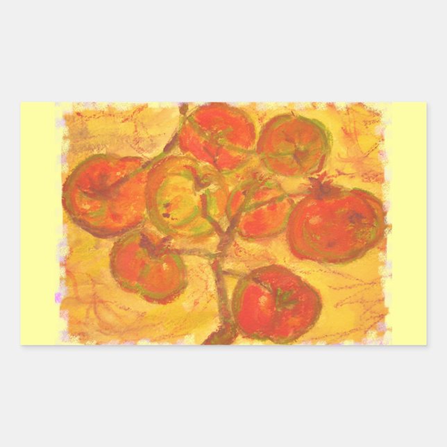 tomato cluster watercolour rectangular sticker (Front)