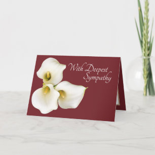 Tomato Color Background Calla Lilies Sympathy Card