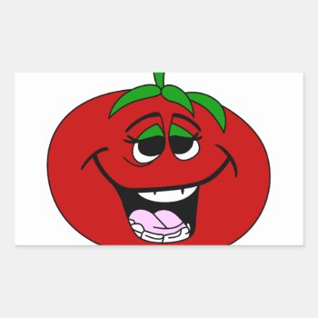Tomato Face Rectangular Sticker by Grandslam_Designs at Zazzle
