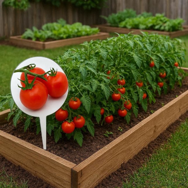 Tomato Garden Plant Marker Housewarming Gift  Cake Topper (Garden stake mockup shows you the feature and benefits. The actual product is an oval  shape )