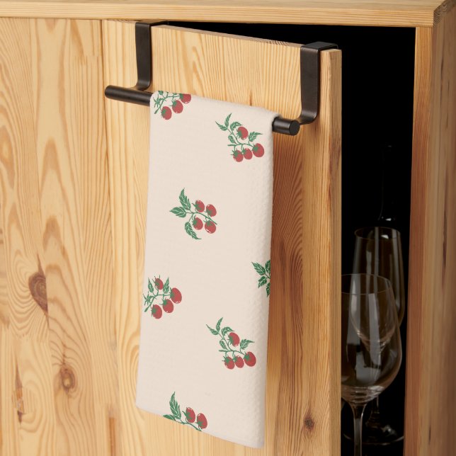 Tomato Grove Tomato Red Vine Green Kitchen Towel (Thirds Fold)