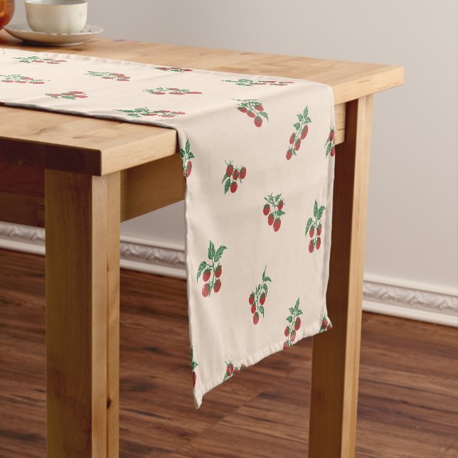 Tomato Grove Tomato Red Vine Green Short Table Runner (In Situ)