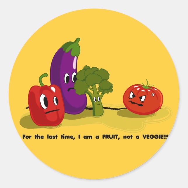 Tomato humor classic round sticker (Front)