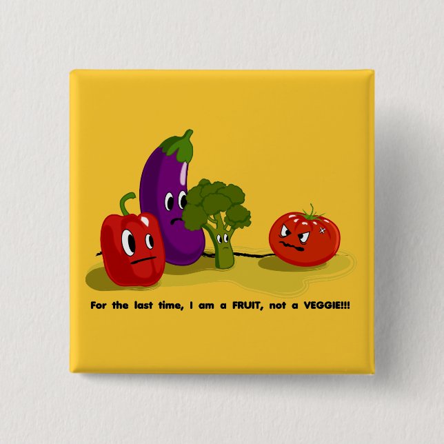 Tomato humor pinback button (Front)