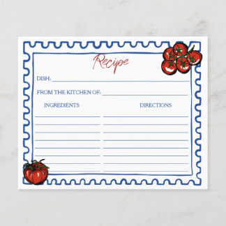 Tomato Italian bridal shower recipe card