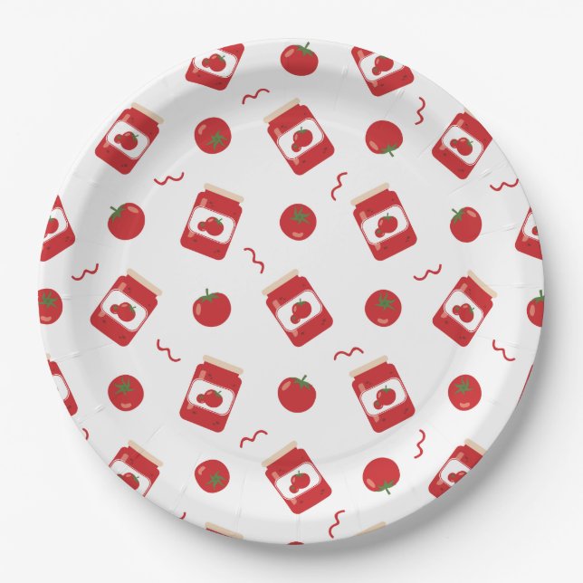 Tomato jam pattern paper plates (Front)