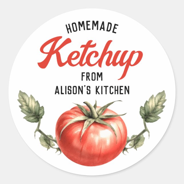 Tomato Ketchup Canning label watercolour tomato (Front)
