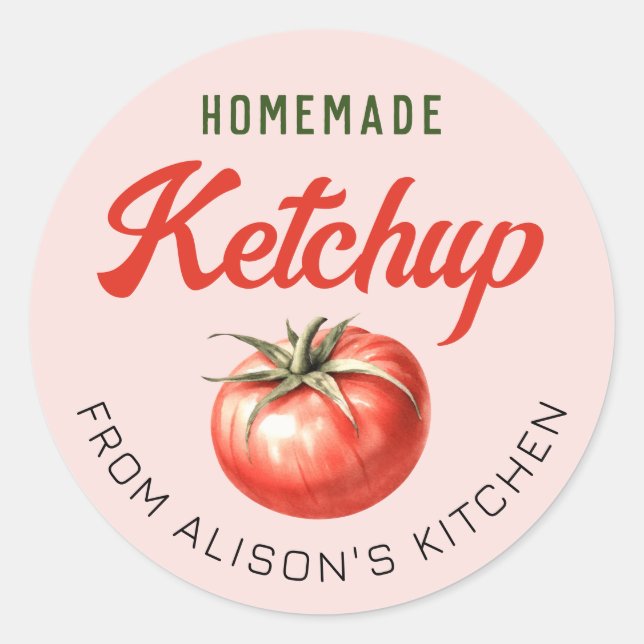Tomato Ketchup Canning label watercolour tomato (Front)