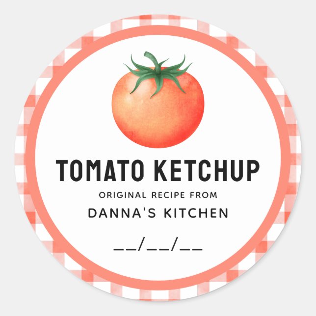 Tomato Ketchup canning label with checkered design (Front)
