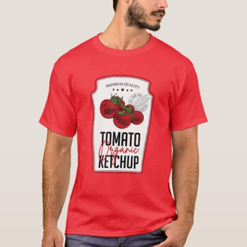 Tomato Ketchup Sauce Bottle Label Funny Halloween T_Shirt