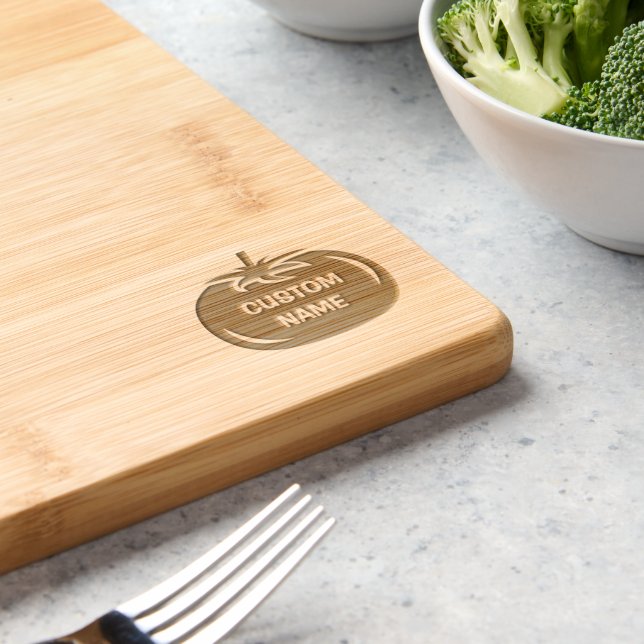 Tomato logo custom engraved bamboo wood cutting board (Kitchen)