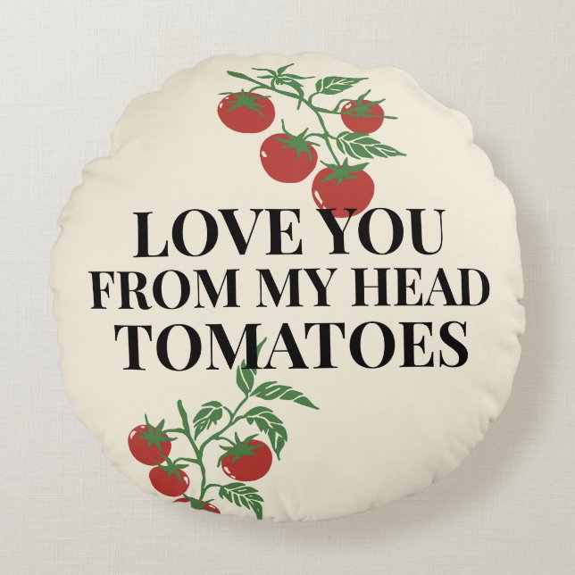 Tomato Love Note Farm-to-Table Fresh Round Pillow (Front)