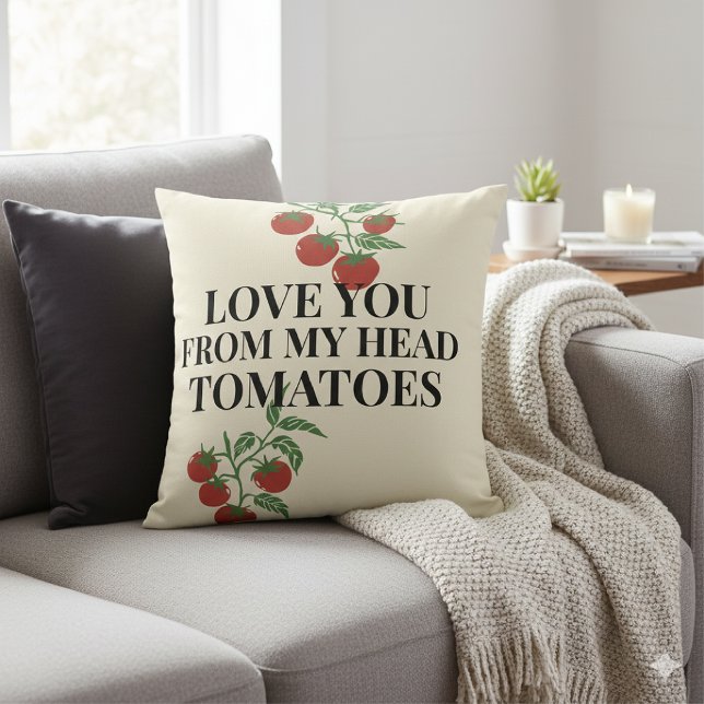 Tomato Love Note Farm-to-Table Fresh Throw Pillow (Creator Uploaded)